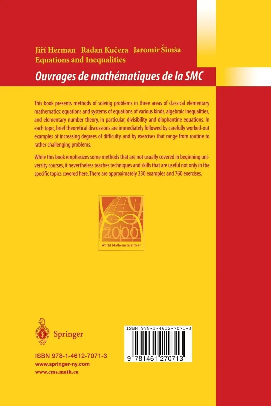 Rückseite: 9781461270713 | Equations and Inequalities | Jiri Herman (u. a.) | Taschenbuch | xi