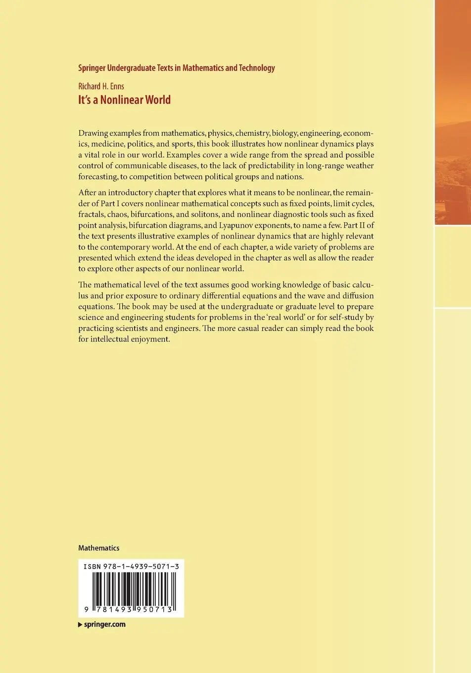 Rückseite: 9781493950713 | It's a Nonlinear World | Richard H. Enns | Taschenbuch | xii | 2016