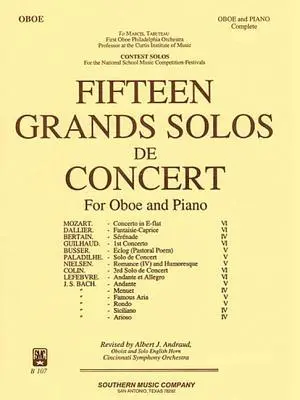 Cover: 9781581060713 | 15 Grands Solos de Concert | Oboe Solo/Piano Set | Albert Andraud