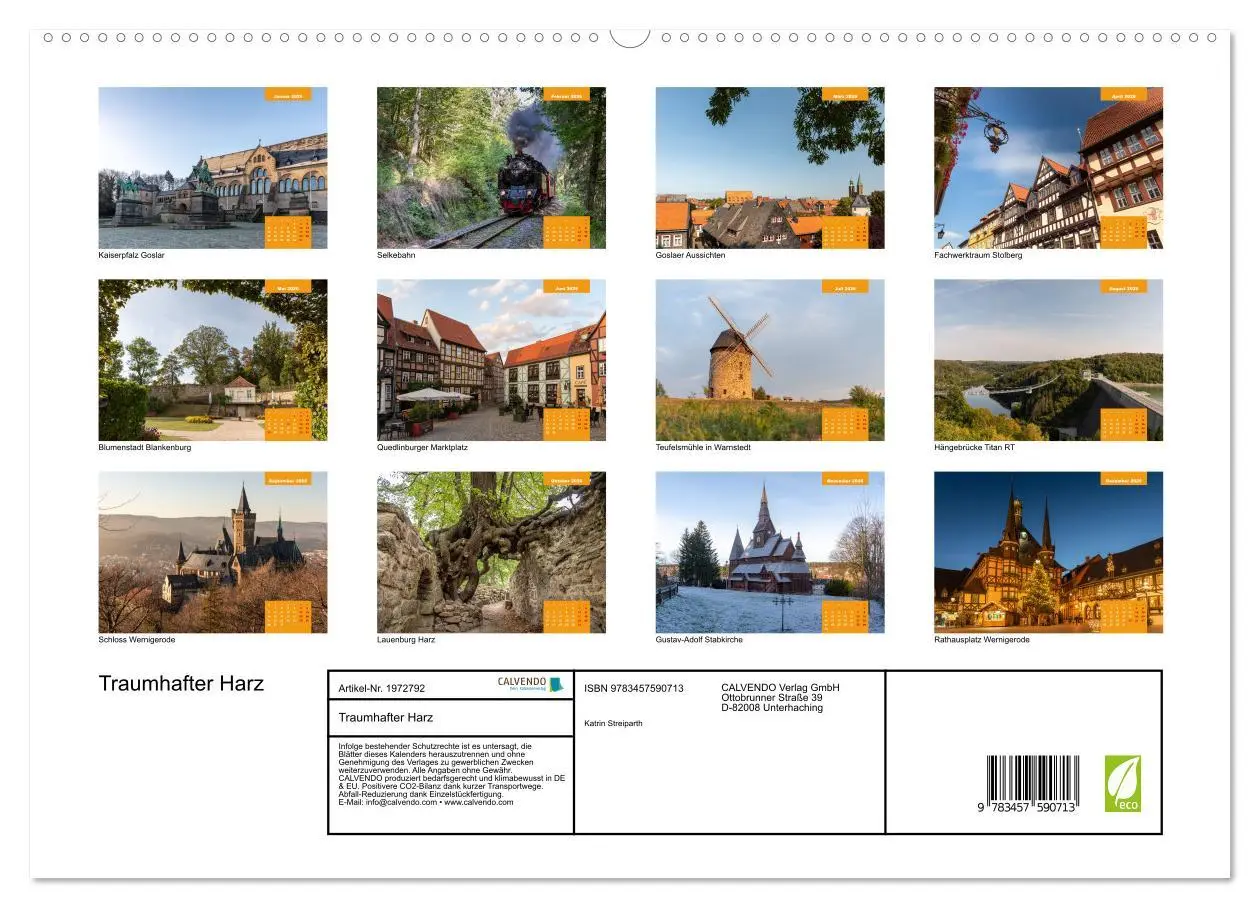 Bild: 9783457590713 | Traumhafter Harz (hochwertiger Premium Wandkalender 2026 DIN A2...