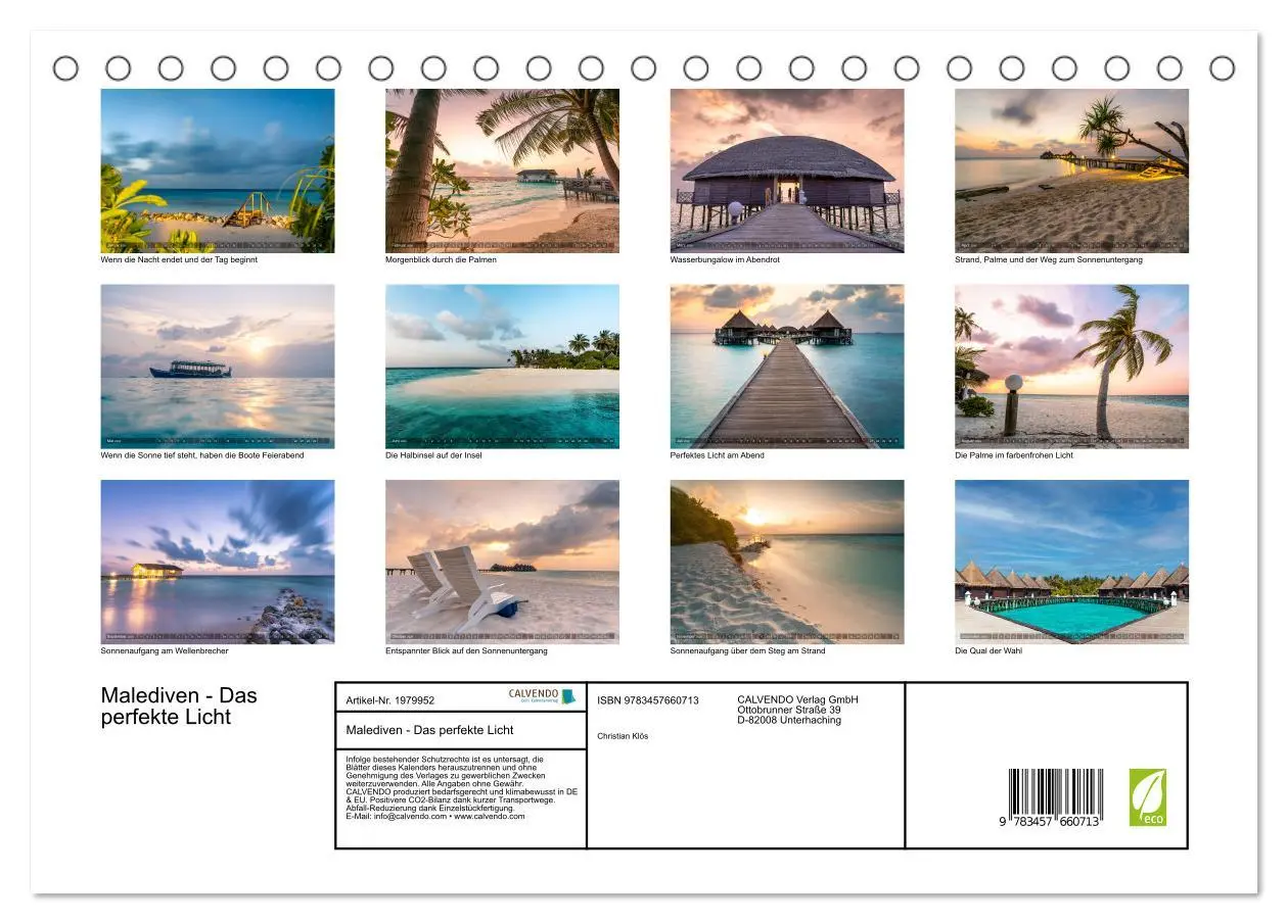 Bild: 9783457660713 | Malediven - Das perfekte Licht (Tischkalender 2026 DIN A5 quer),...