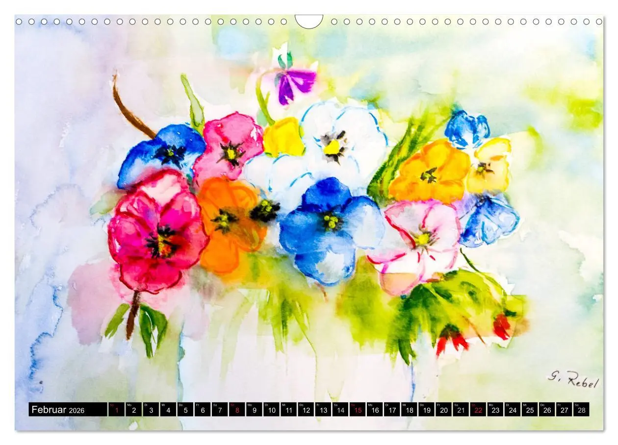 Bild: 9783457970713 | Blumenjahr - Bunte Blüten in Aquarell (Wandkalender 2026 DIN A3...
