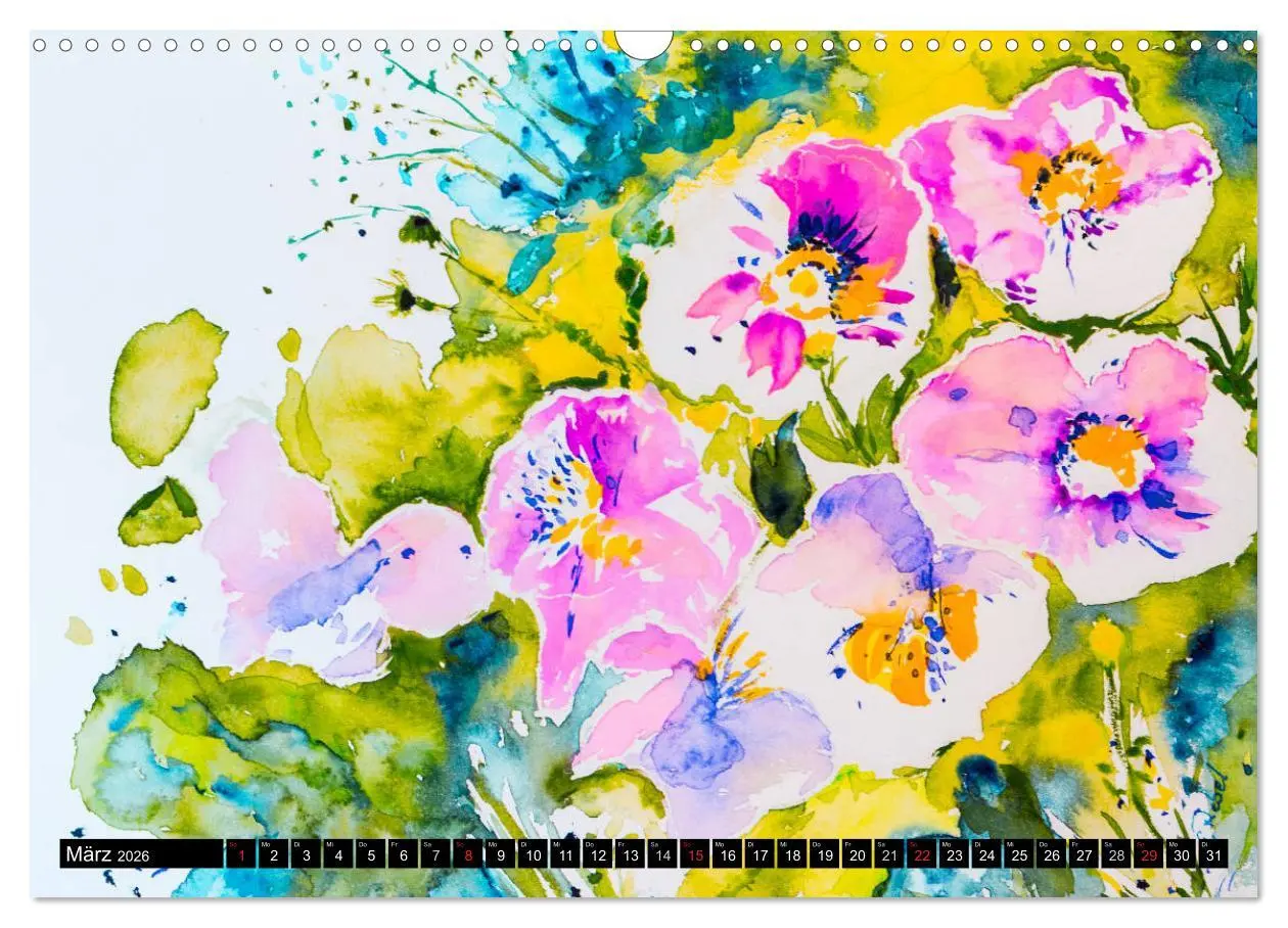 Bild: 9783457970713 | Blumenjahr - Bunte Blüten in Aquarell (Wandkalender 2026 DIN A3...