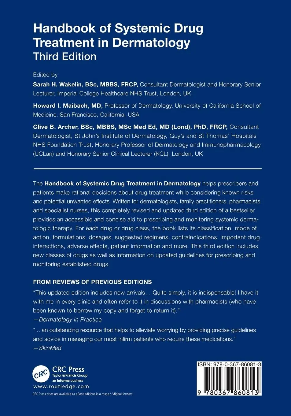 Rückseite: 9780367860813 | Handbook of Systemic Drug Treatment in Dermatology | Sarah H. Wakelin