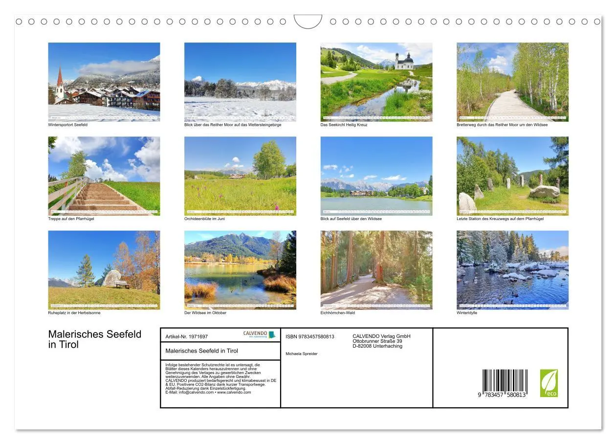 Bild: 9783457580813 | Malerisches Seefeld in Tirol (Wandkalender 2026 DIN A3 quer),...