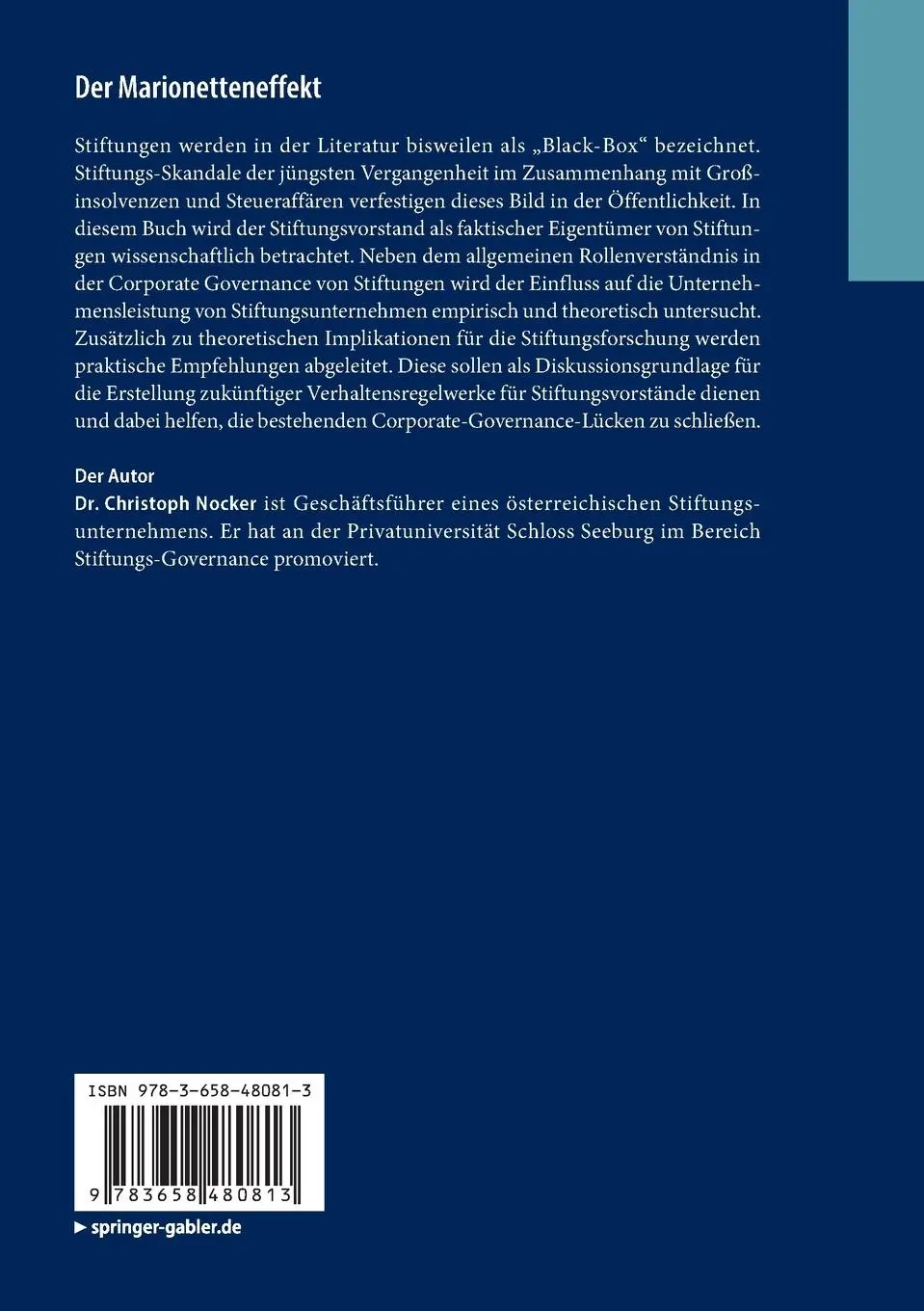 Rückseite: 9783658480813 | Der Marionetteneffekt | Christoph Nocker | Taschenbuch | xxxi | 2025
