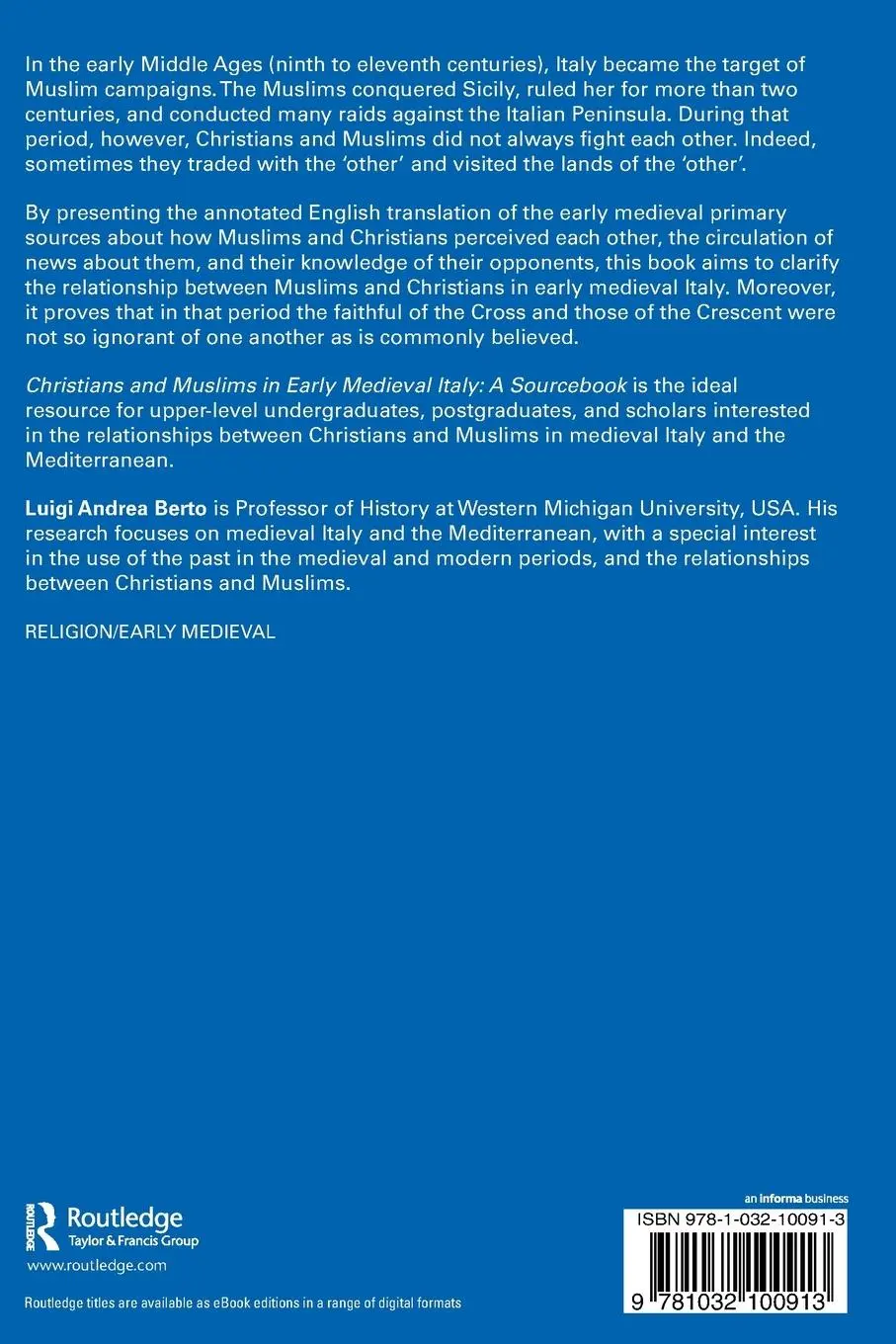 Rückseite: 9781032100913 | Christians and Muslims in Early Medieval Italy | A Sourcebook | Berto