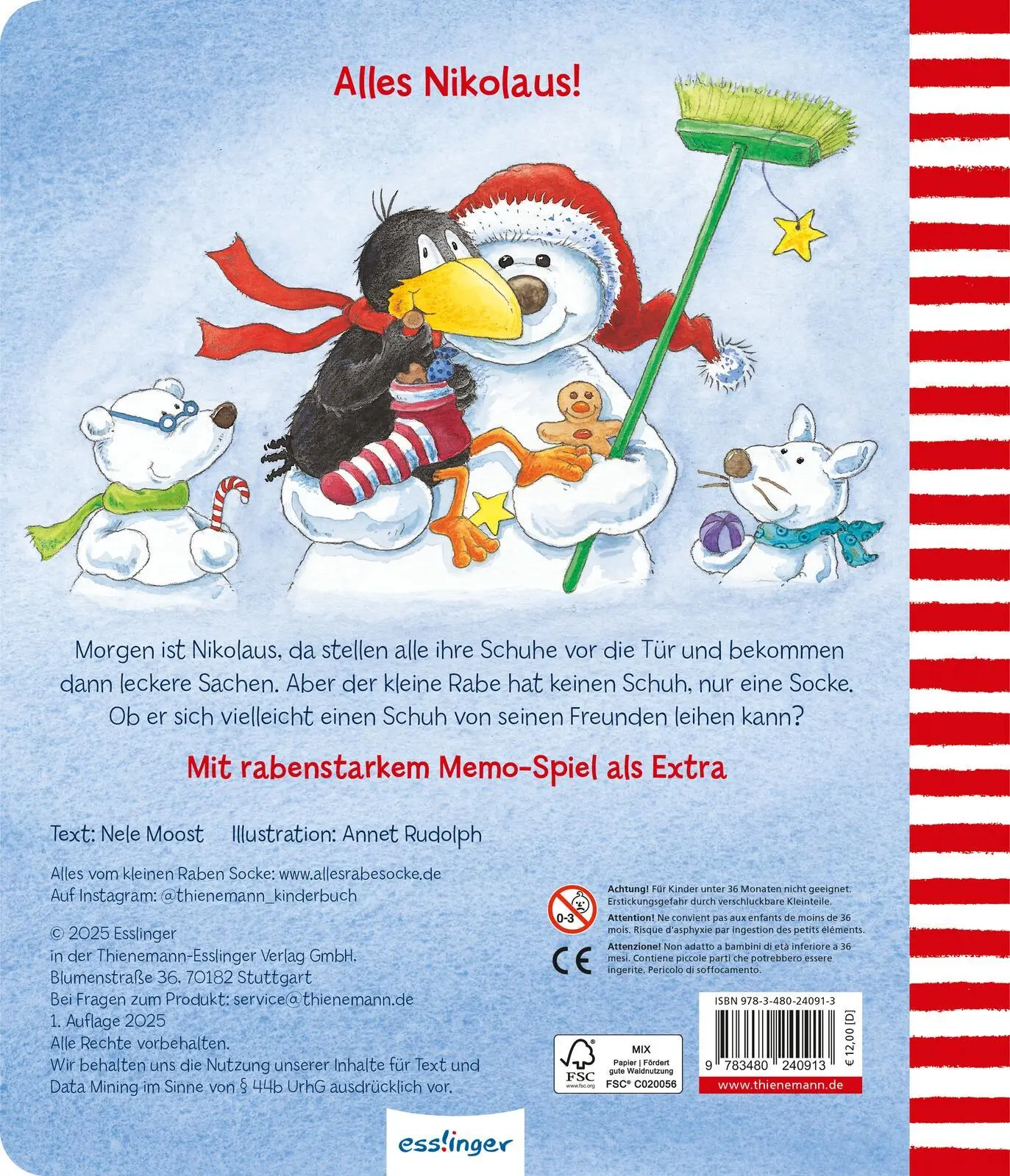 Rückseite: 9783480240913 | Der kleine Rabe Socke: Alles im Schuh! Mit Memo-Spiel | Nele Moost