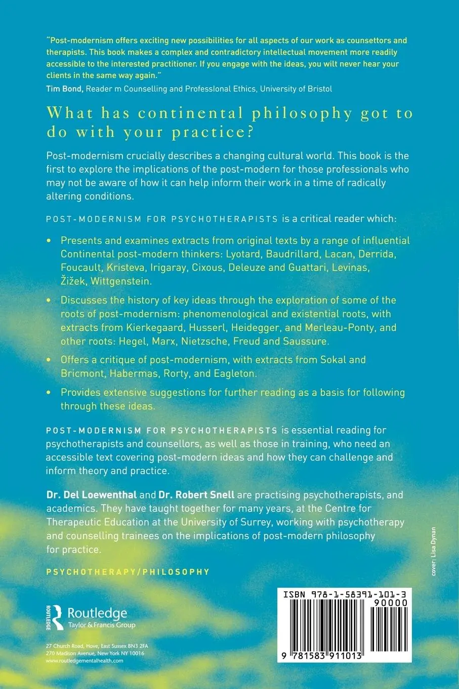 Rückseite: 9781583911013 | Post-Modernism for Psychotherapists | A Critical Reader | Taschenbuch