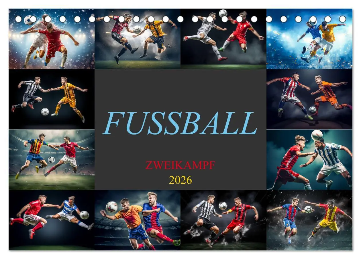 Cover: 9783457461013 | Fussball - Zweikampf (Tischkalender 2026 DIN A5 quer), CALVENDO...