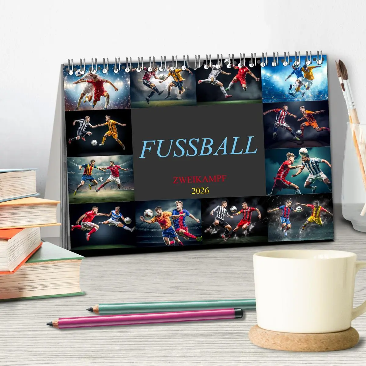 Bild: 9783457461013 | Fussball - Zweikampf (Tischkalender 2026 DIN A5 quer), CALVENDO...