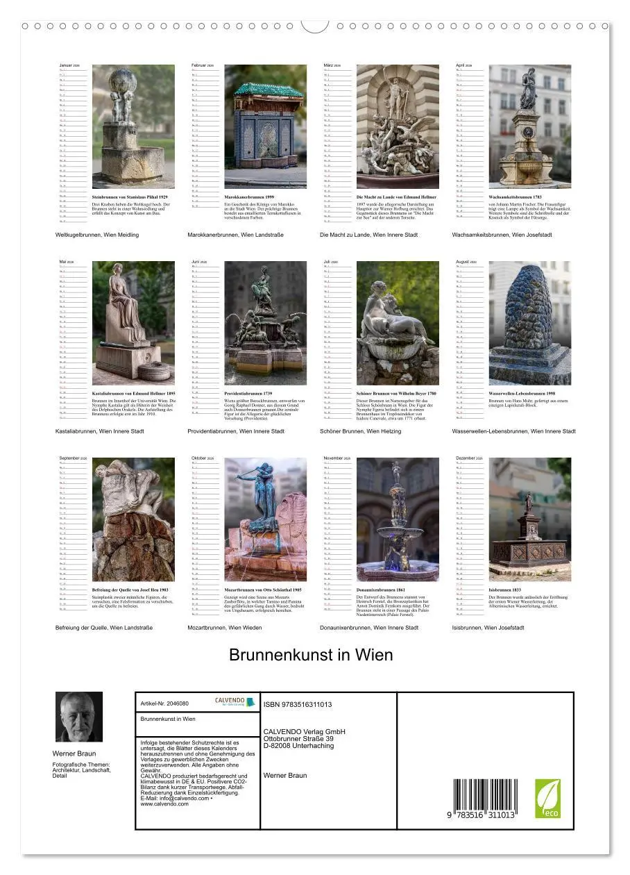 Bild: 9783516311013 | Brunnenkunst in Wien (hochwertiger Premium Wandkalender 2026 DIN A2...