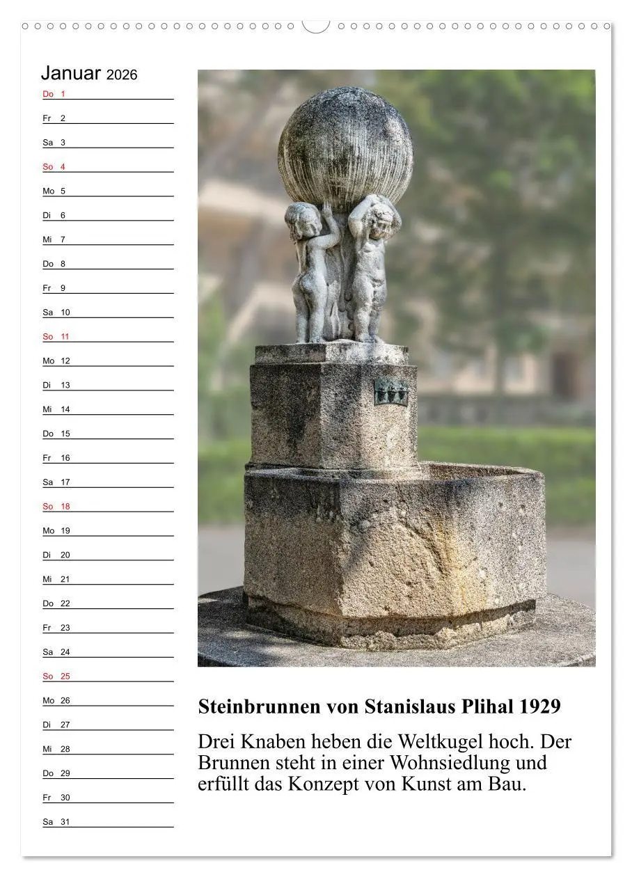 Bild: 9783516311013 | Brunnenkunst in Wien (hochwertiger Premium Wandkalender 2026 DIN A2...