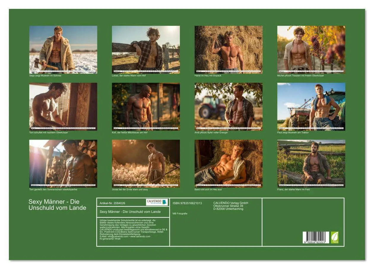 Bild: 9783516621013 | Sexy Männer - Die Unschuld vom Lande (Wandkalender 2026 DIN A2...