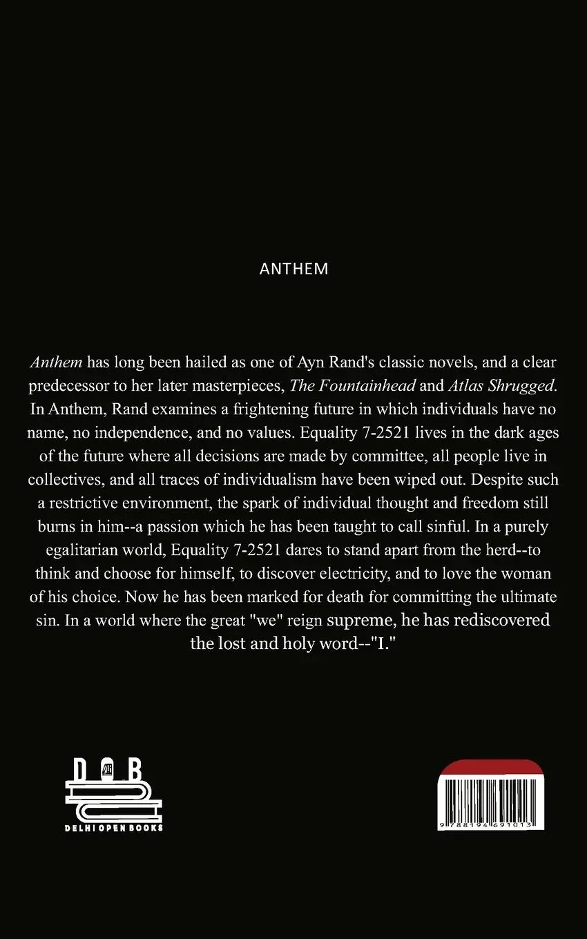 Rückseite: 9788194691013 | Anthem | Ayn Rand | Taschenbuch | Englisch | 2020 | Delhi Open Books