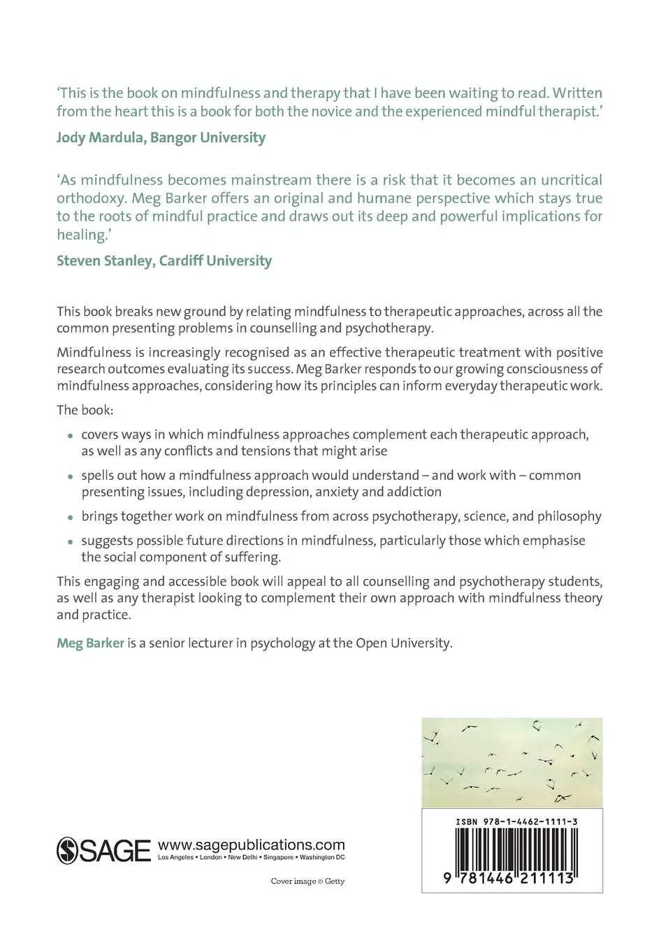 Rückseite: 9781446211113 | Mindful Counselling &amp; Psychotherapy | Meg-John Barker | Taschenbuch