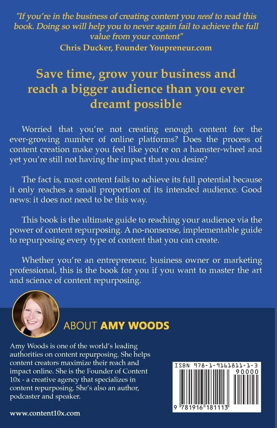 Rückseite: 9781916181113 | Content 10x | More Content, Less Time, Maximum Results | Amy Woods