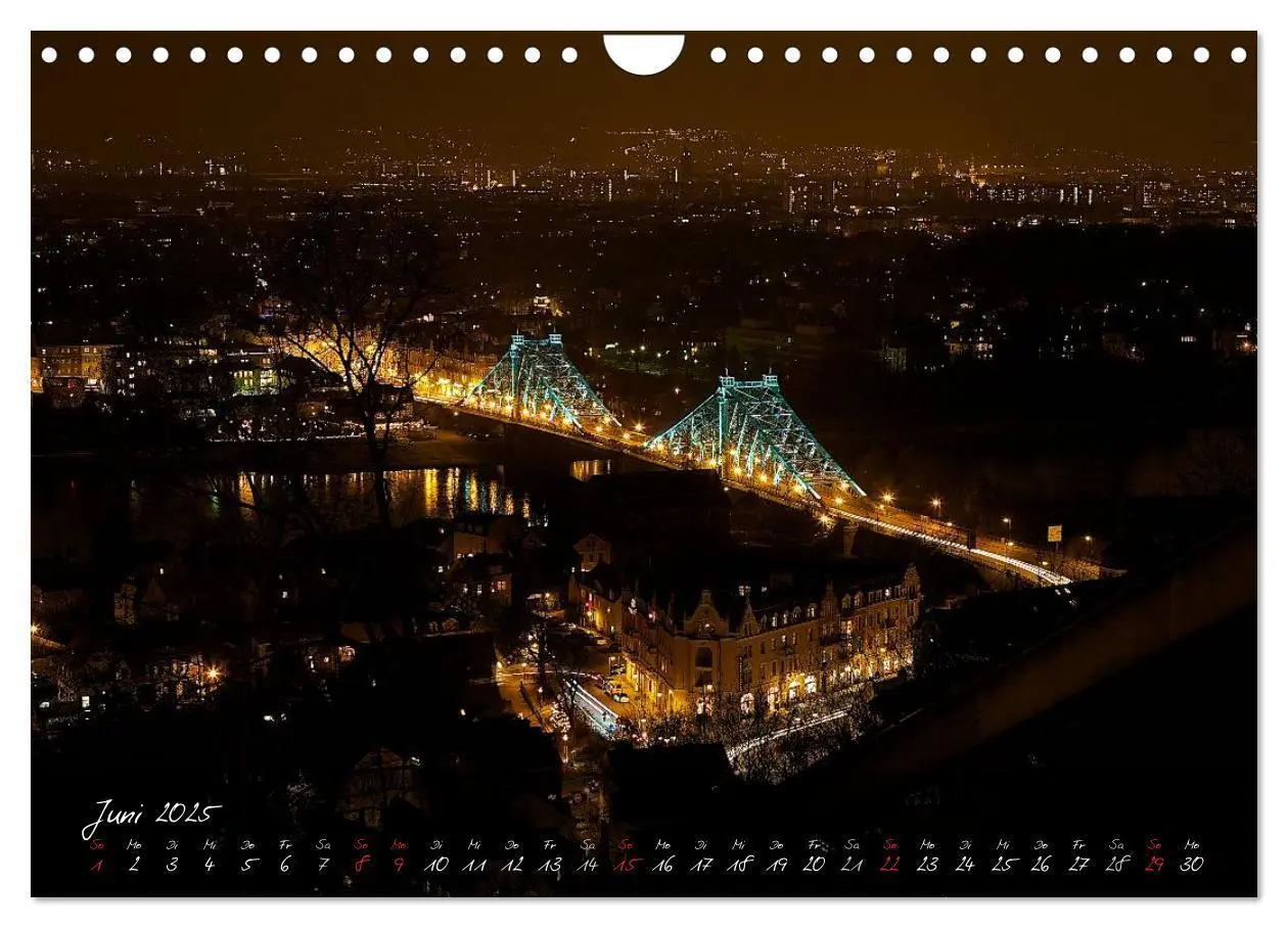 Bild: 9783435741113 | Nachts in Dresden (Wandkalender 2025 DIN A4 quer), CALVENDO...