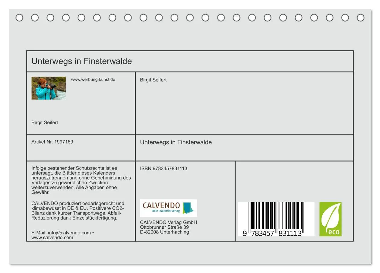 Bild: 9783457831113 | Unterwegs in Finsterwalde (Tischkalender 2026 DIN A5 quer),...