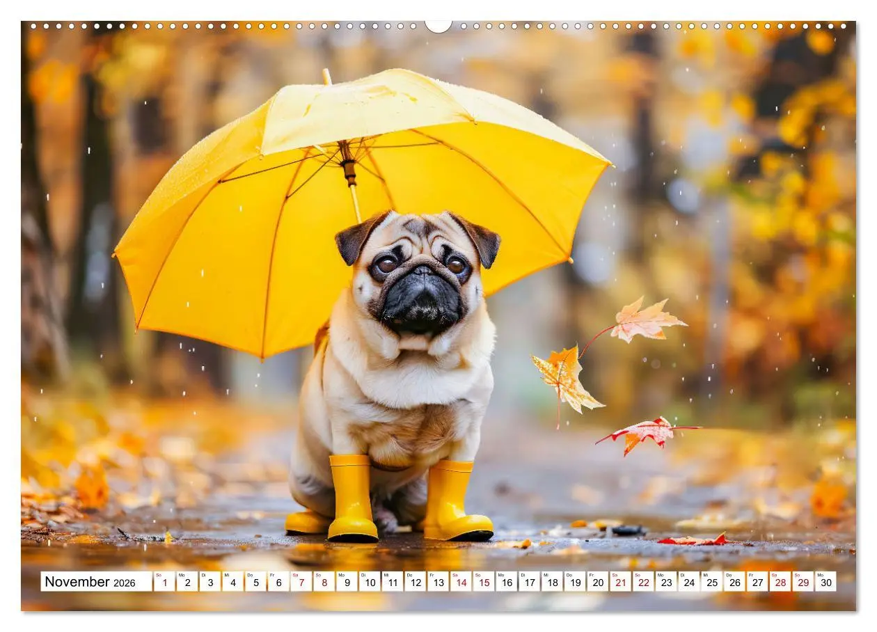 Bild: 9783457371213 | Mops-Mania - Der Spaßkalender für Mops-Fans (Wandkalender 2026 DIN...