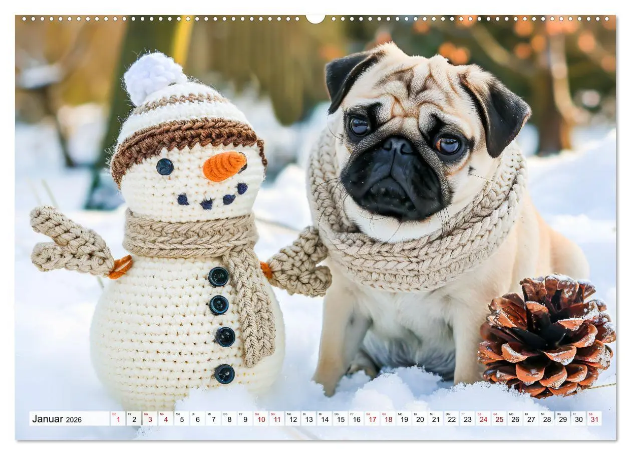 Bild: 9783457371213 | Mops-Mania - Der Spaßkalender für Mops-Fans (Wandkalender 2026 DIN...