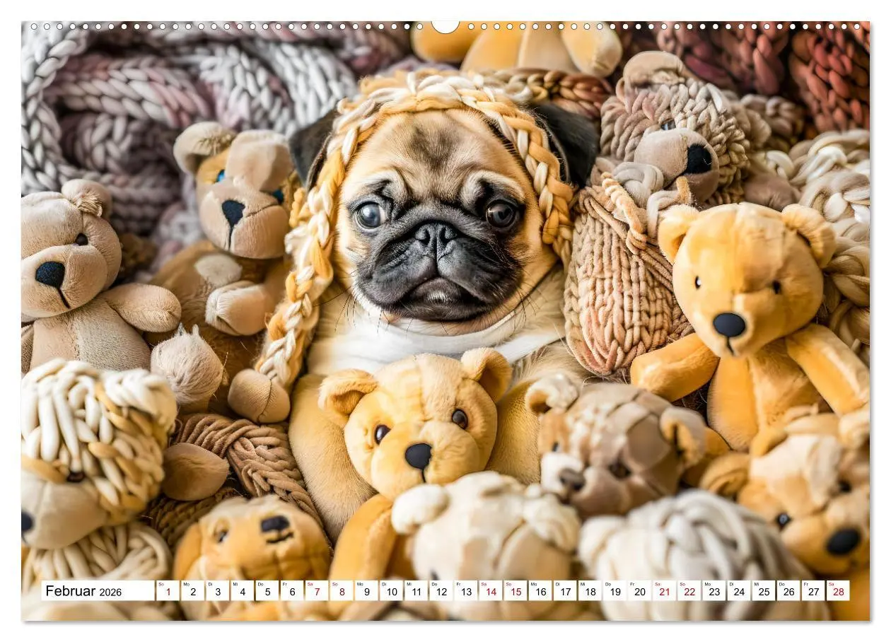 Bild: 9783457371213 | Mops-Mania - Der Spaßkalender für Mops-Fans (Wandkalender 2026 DIN...