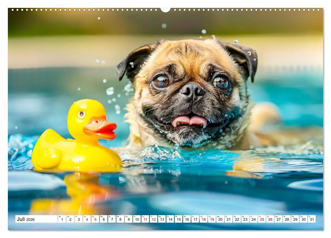 Bild: 9783457371213 | Mops-Mania - Der Spaßkalender für Mops-Fans (Wandkalender 2026 DIN...