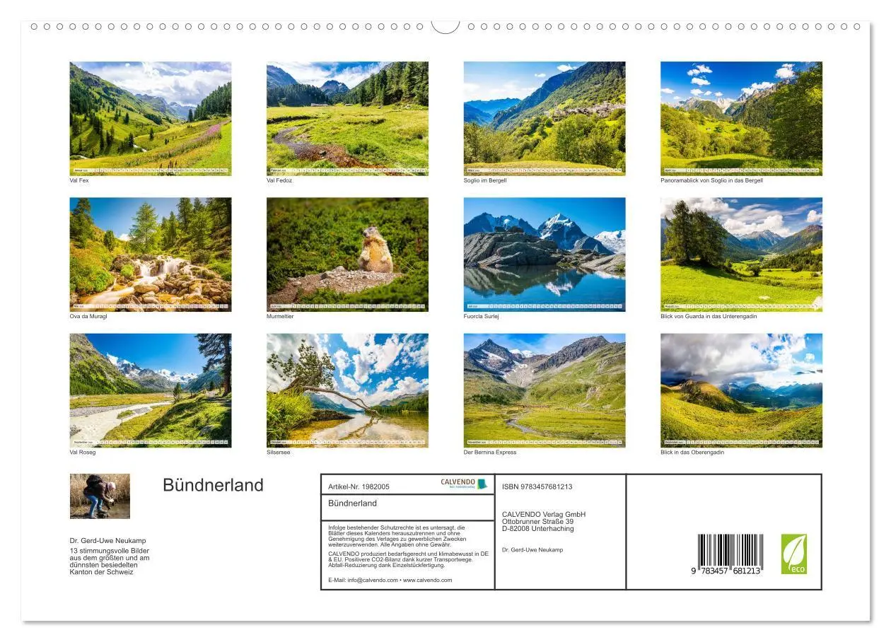 Bild: 9783457681213 | Bündnerland (hochwertiger Premium Wandkalender 2026 DIN A2 quer),...