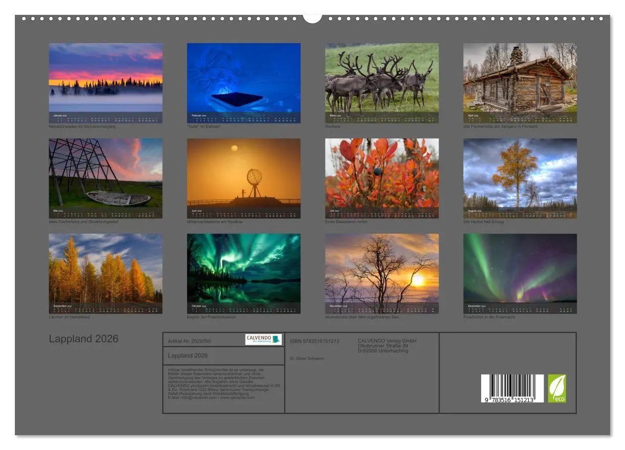 Bild: 9783516151213 | Lappland 2026 (hochwertiger Premium Wandkalender 2026 DIN A2 quer),...