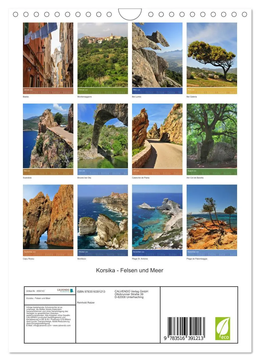 Bild: 9783516391213 | Korsika - Felsen und Meer (Wandkalender 2026 DIN A4 hoch), CALVENDO...