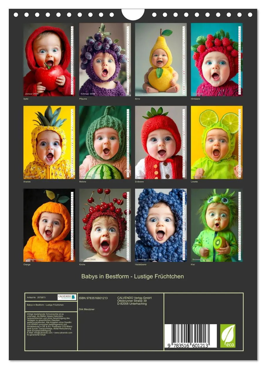 Bild: 9783516601213 | Babys in Bestform - Lustige Früchtchen (Wandkalender 2026 DIN A4...