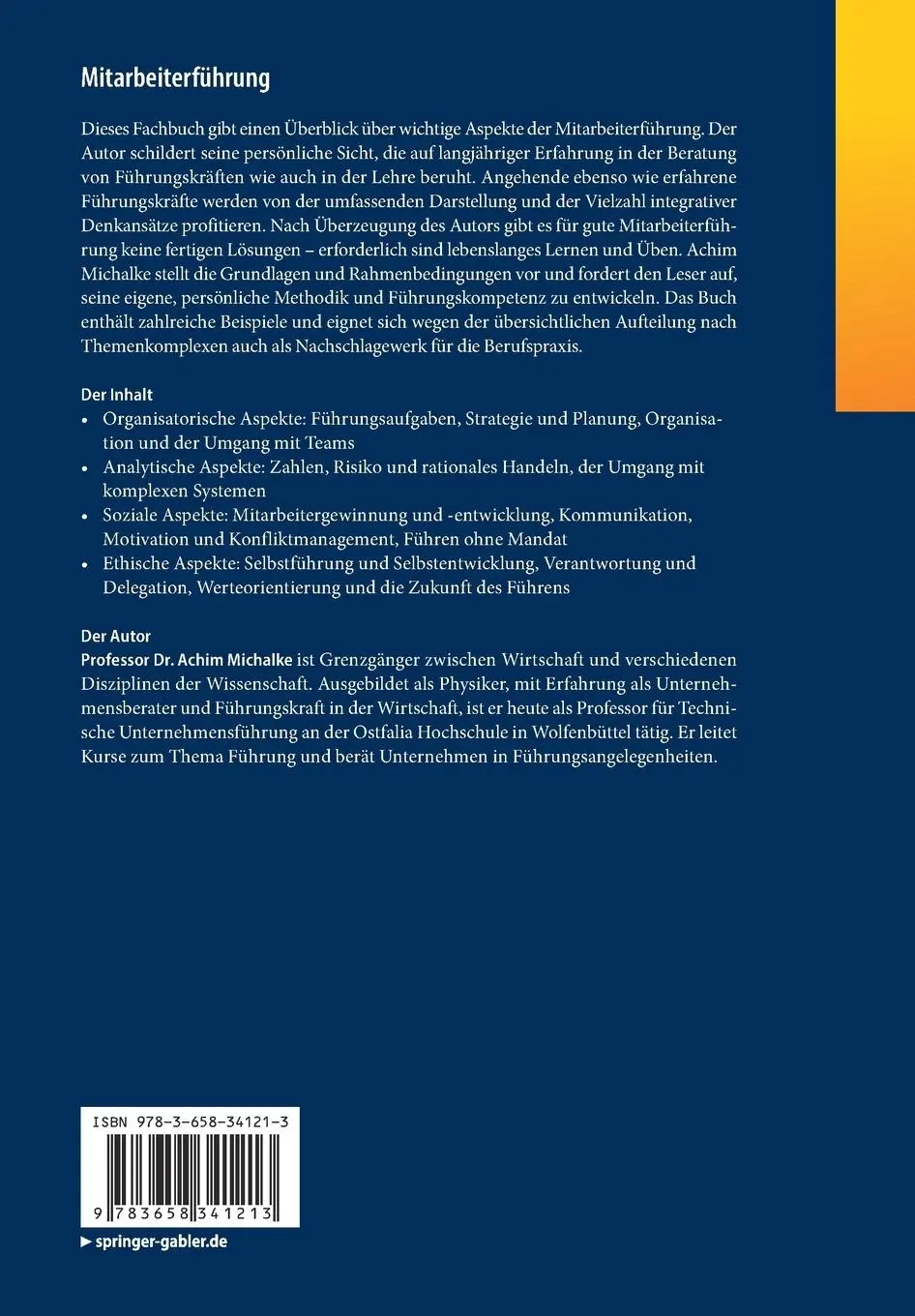 Rückseite: 9783658341213 | Mitarbeiterführung | Führen als integrative Tätigkeit | Achim Michalke