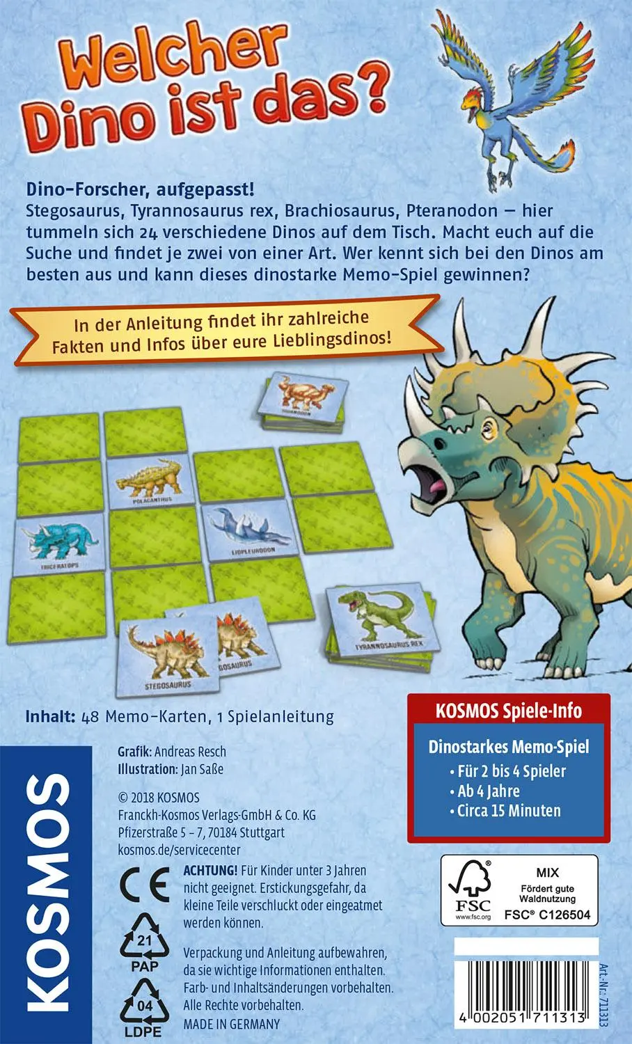 Rückseite: 4002051711313 | Welcher Dino ist das? | Spiel | Deutsch | 2018 | Franckh-Kosmos