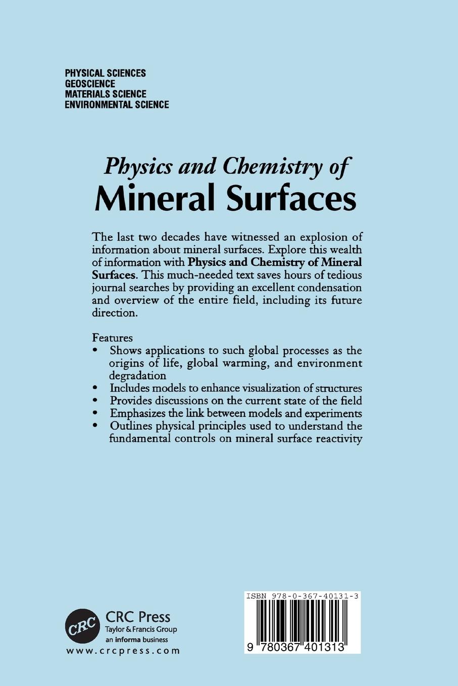 Rückseite: 9780367401313 | The Physics and Chemistry of Mineral Surfaces | Patrick V. Brady