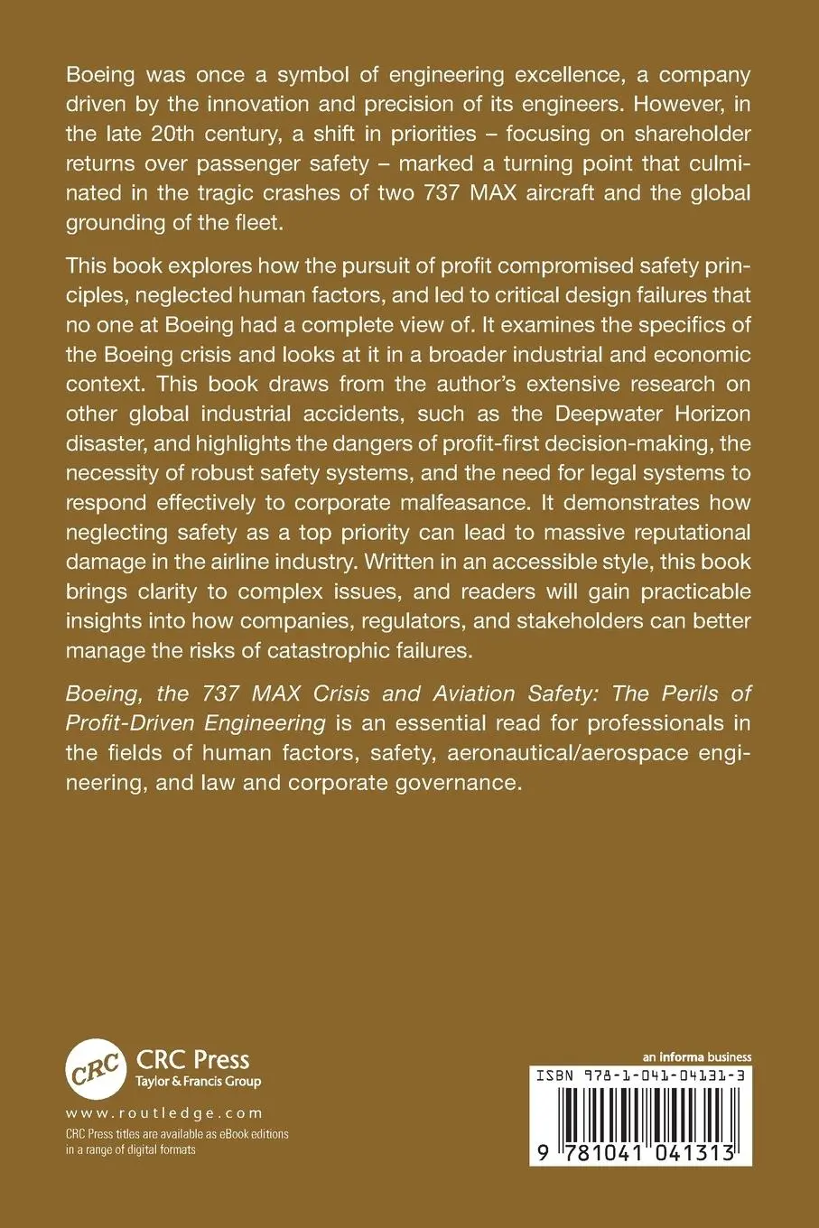 Rückseite: 9781041041313 | Boeing, the 737 Max Crisis and Aviation Safety | Andrew Hopkins | Buch