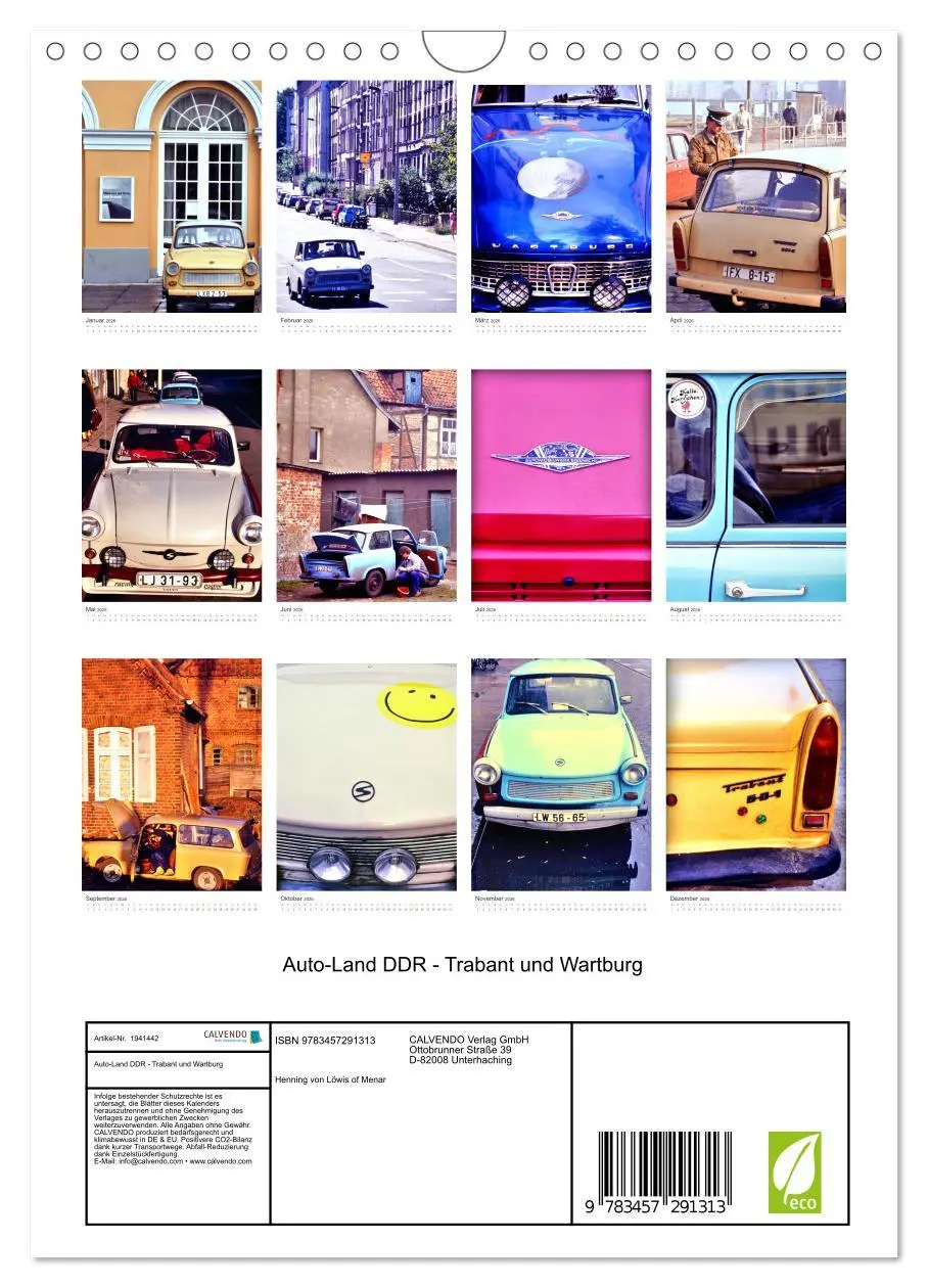 Bild: 9783457291313 | Auto-Land DDR - Trabant und Wartburg (Wandkalender 2026 DIN A4...
