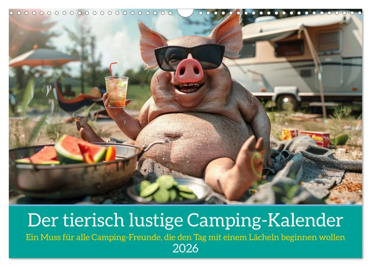 Cover: 9783457361313 | Der tierisch lustige Camping-Kalender (Wandkalender 2026 DIN A3...