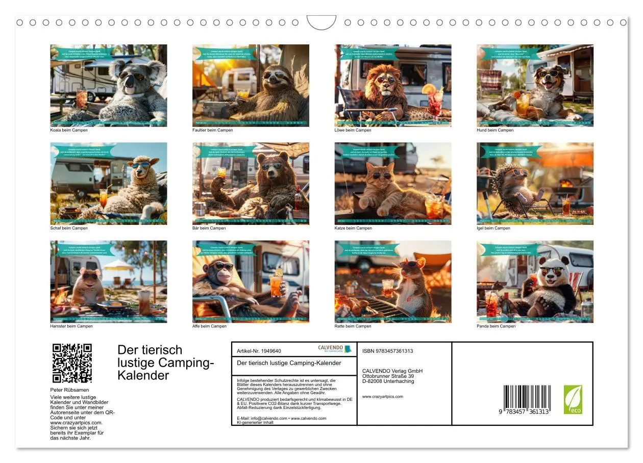 Bild: 9783457361313 | Der tierisch lustige Camping-Kalender (Wandkalender 2026 DIN A3...