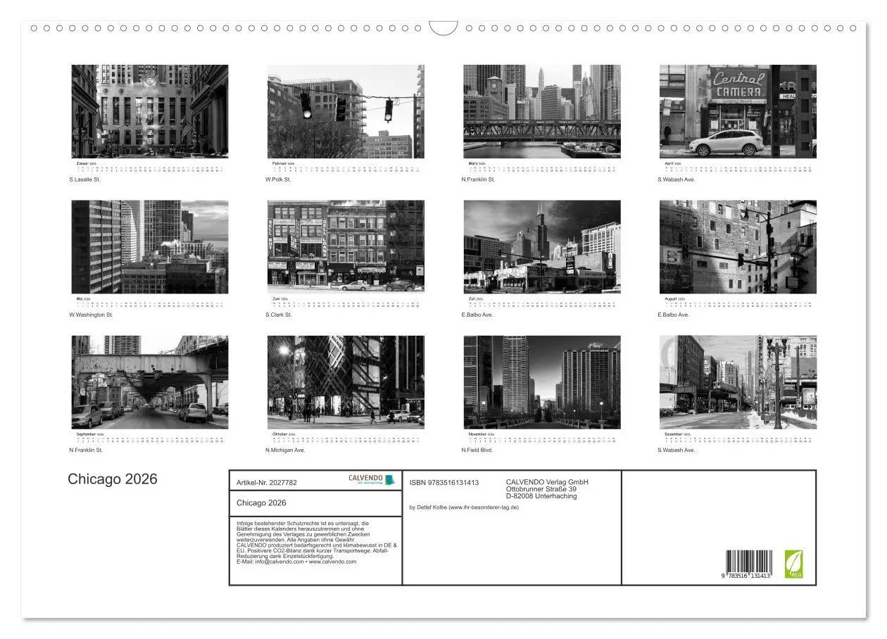 Bild: 9783516131413 | Chicago 2026 (Wandkalender 2026 DIN A2 quer), CALVENDO Monatskalender