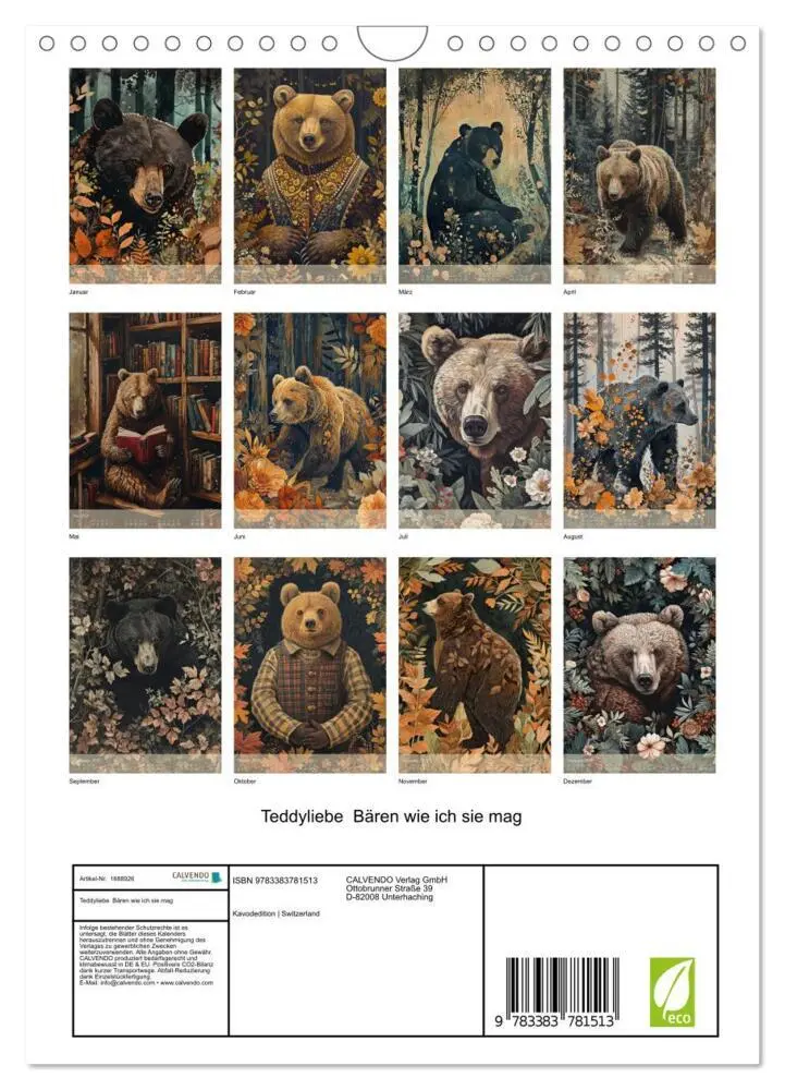 Bild: 9783383781513 | Teddyliebe Bären wie ich sie mag (Wandkalender 2025 DIN A4 hoch),...