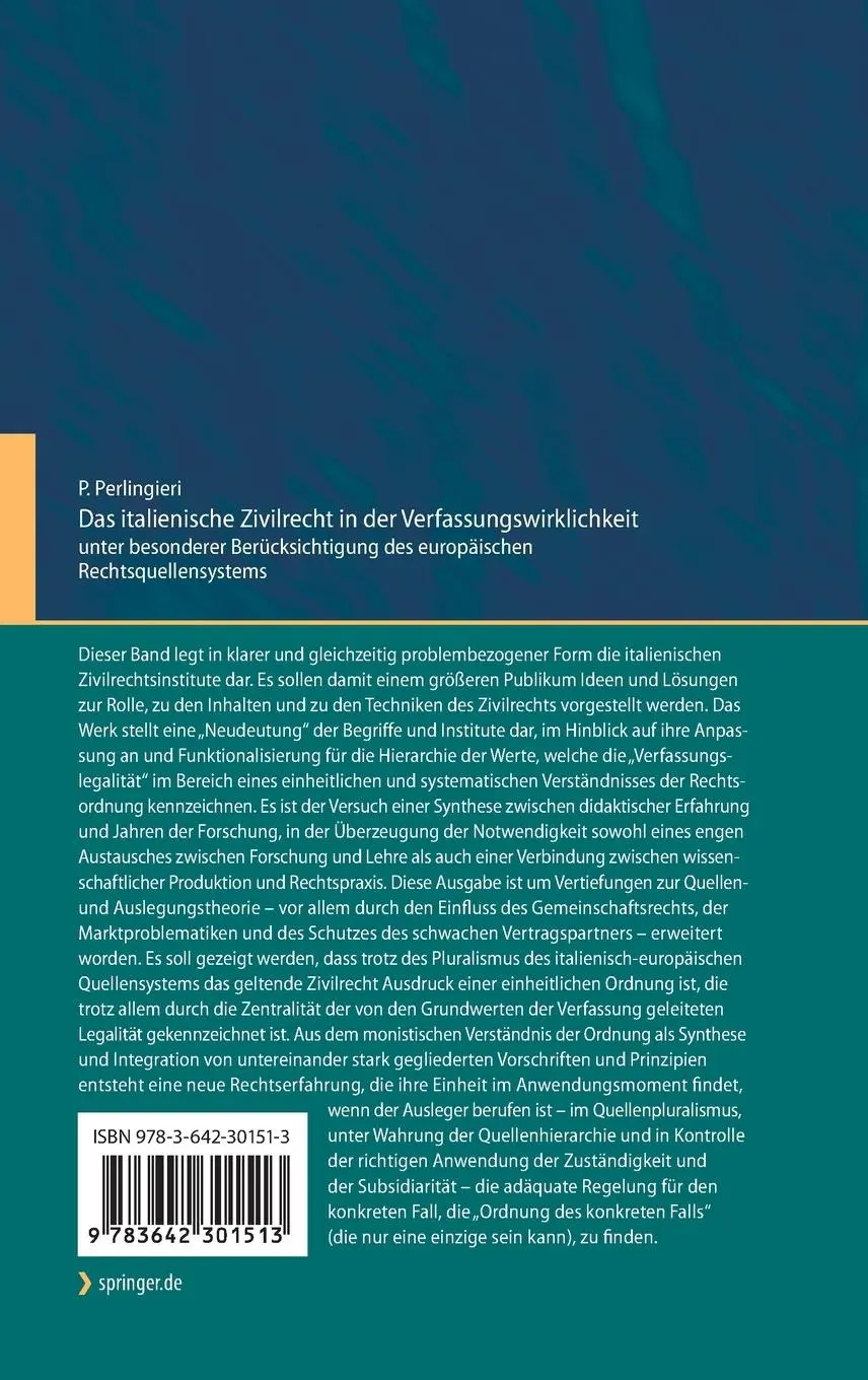 Rückseite: 9783642301513 | Das italienische Zivilrecht in der Verfassungswirklichkeit | Buch