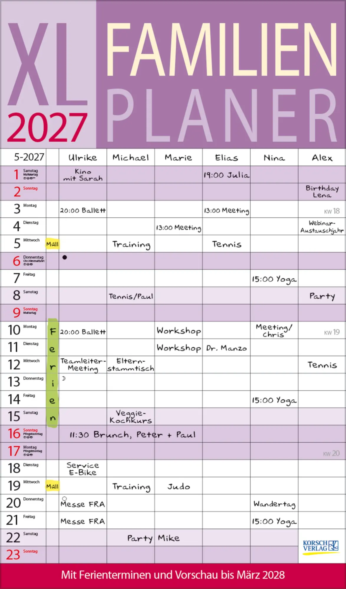 Cover: 9783819301513 | XL Familienplaner 2027 | Verlag Korsch | Kalender | 14 S. | Deutsch