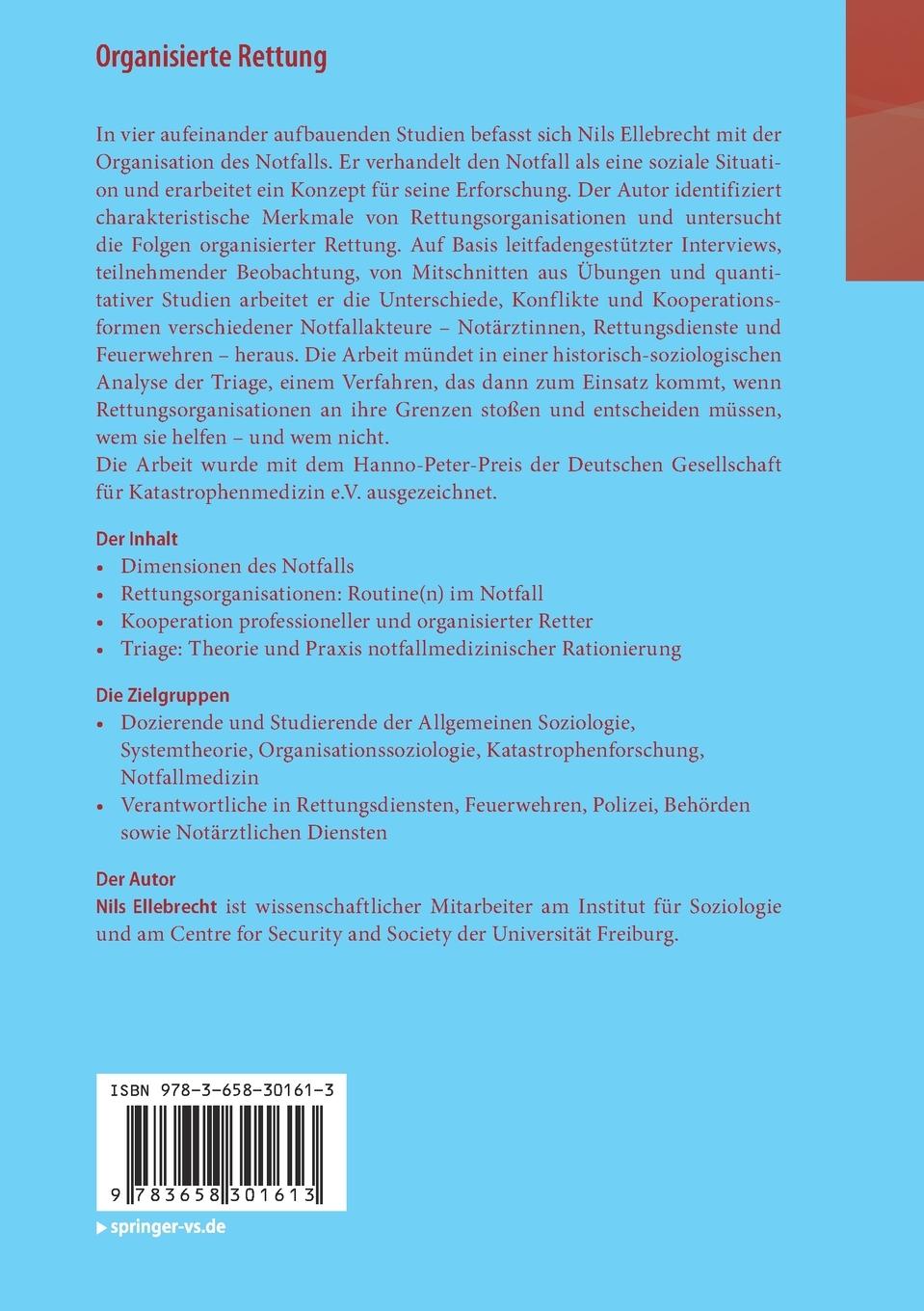 Rückseite: 9783658301613 | Organisierte Rettung | Studien zur Soziologie des Notfalls | Buch