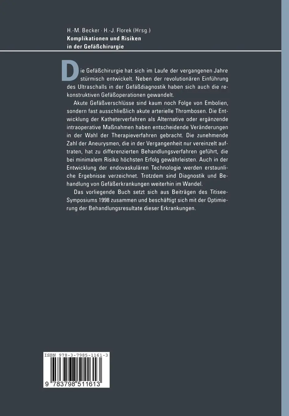 Rückseite: 9783798511613 | Komplikationen und Risiken in der Gefäßchirurgie | Florek (u. a.) | x