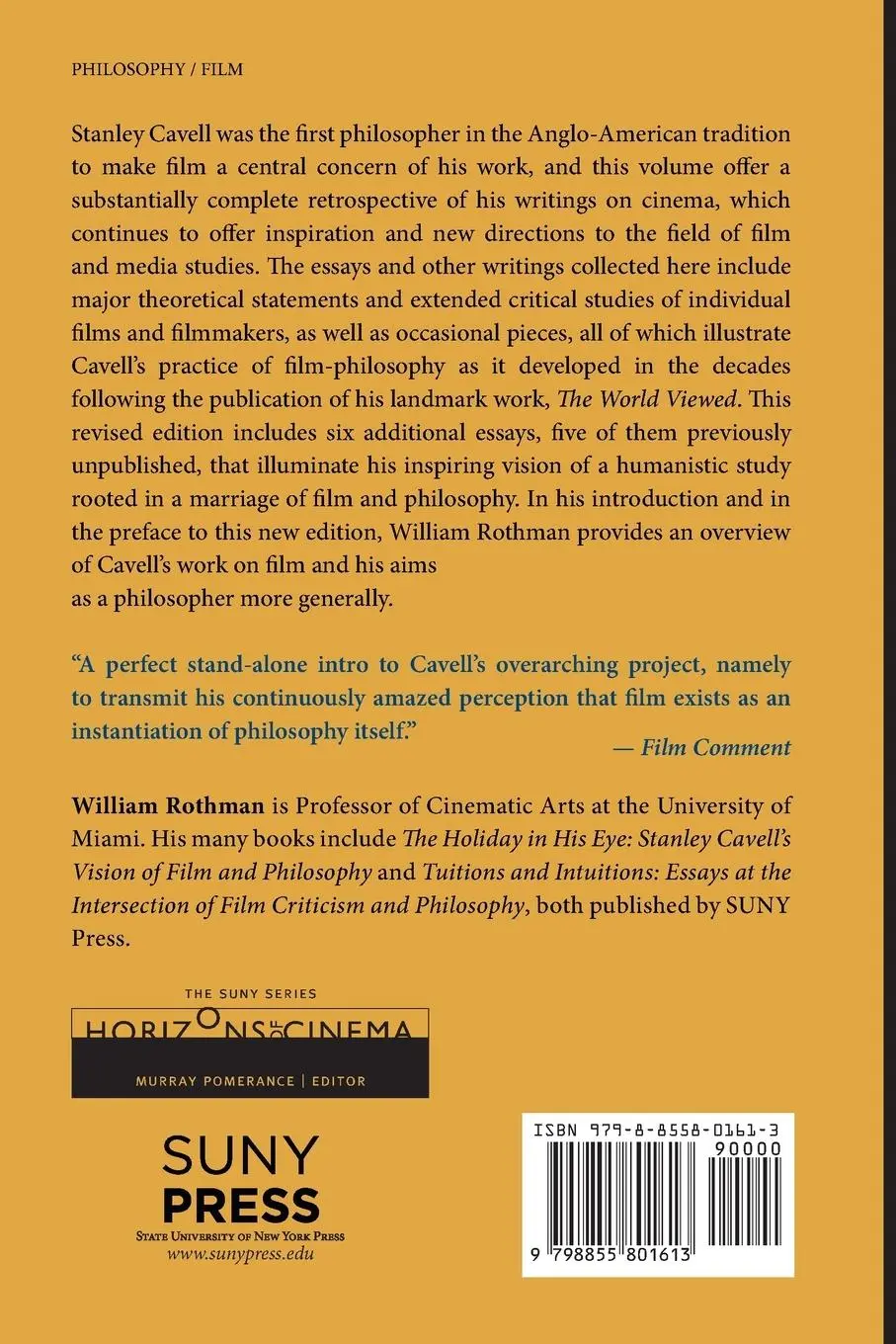 Rückseite: 9798855801613 | Cavell on Film | Stanley Cavell | Taschenbuch | Englisch | 2025