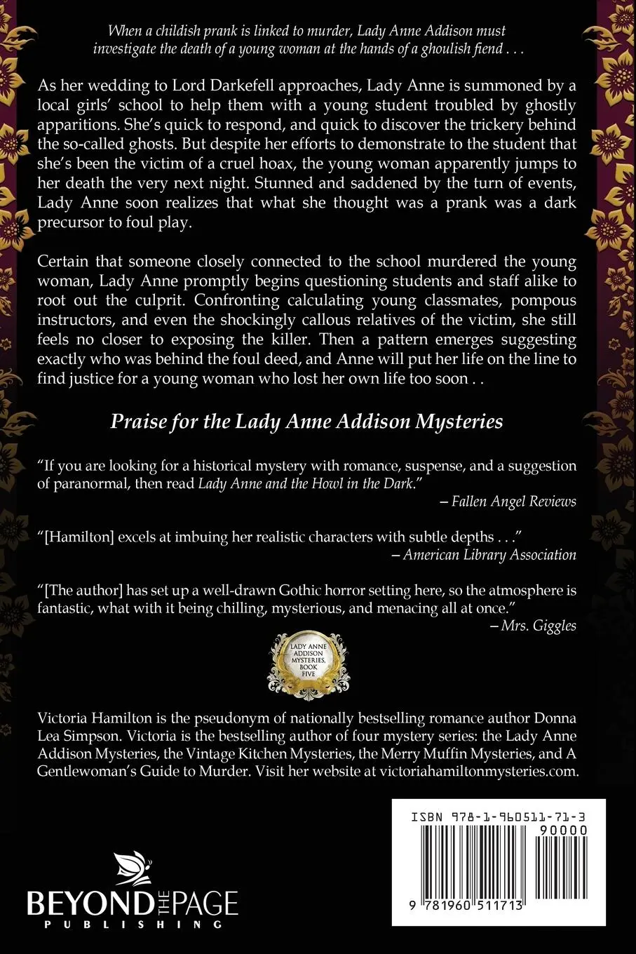 Rückseite: 9781960511713 | Lady Anne and the Haunted Schoolgirl | Victoria Hamilton | Taschenbuch