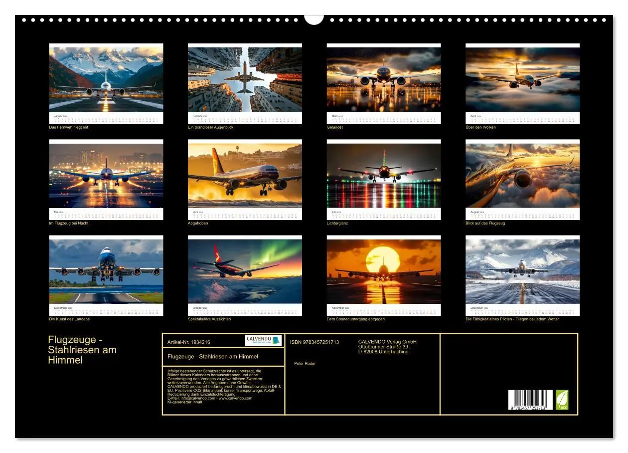 Bild: 9783457251713 | Flugzeuge - Stahlriesen am Himmel (Wandkalender 2026 DIN A2 quer),...