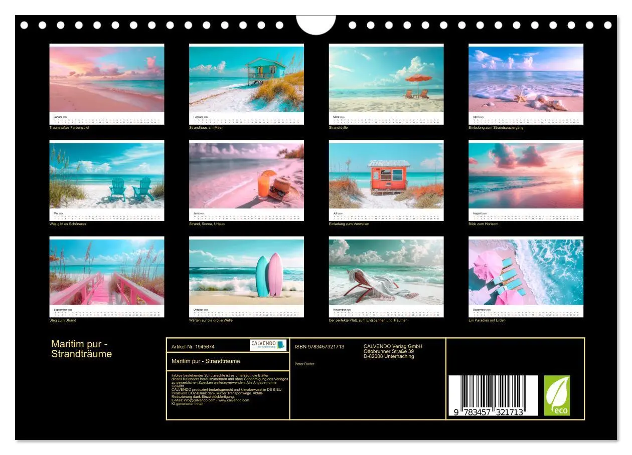 Bild: 9783457321713 | Maritim pur - Strandträume (Wandkalender 2026 DIN A4 quer),...