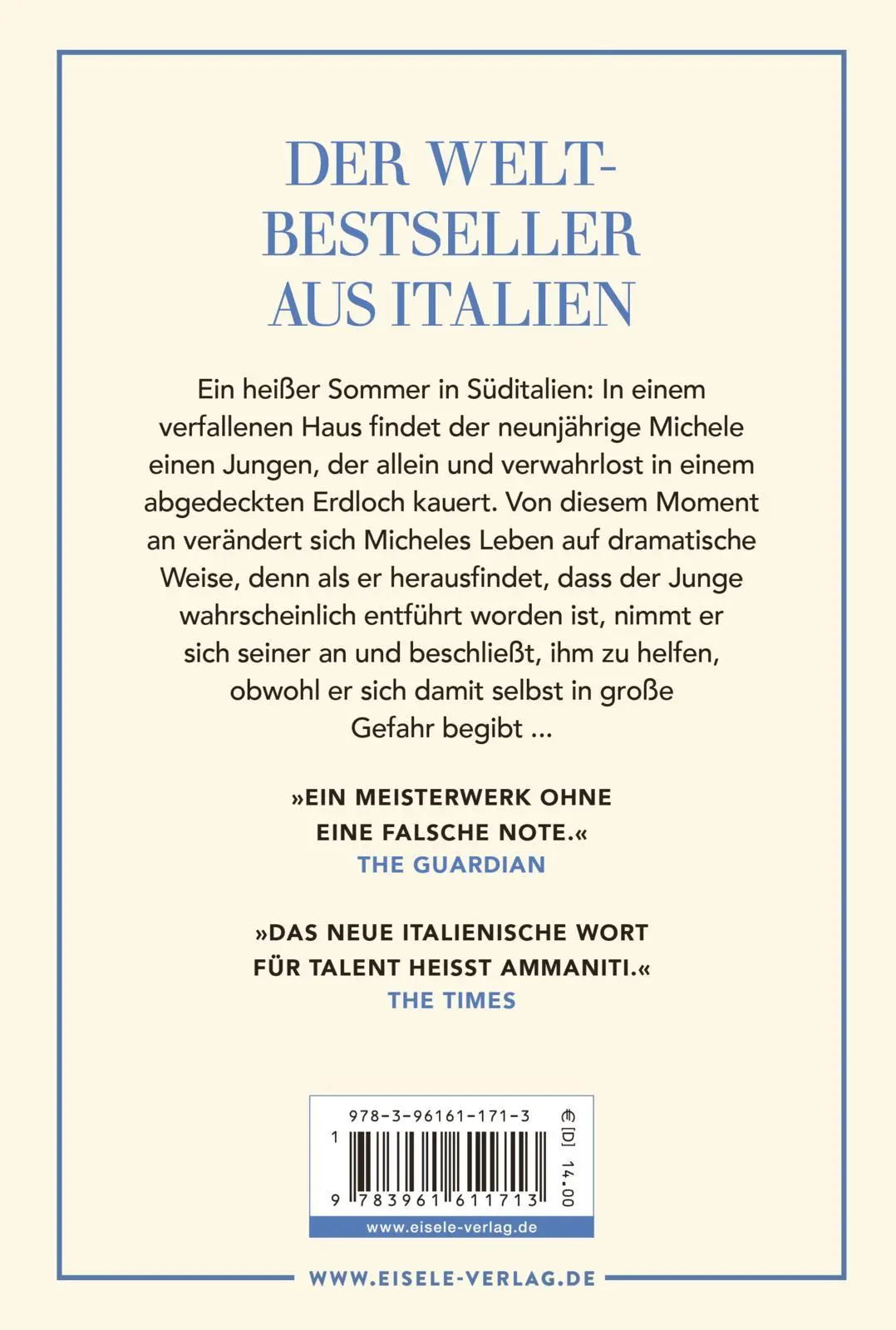 Rückseite: 9783961611713 | Ich habe keine Angst | Niccolò Ammaniti | Taschenbuch | 256 S. | 2023