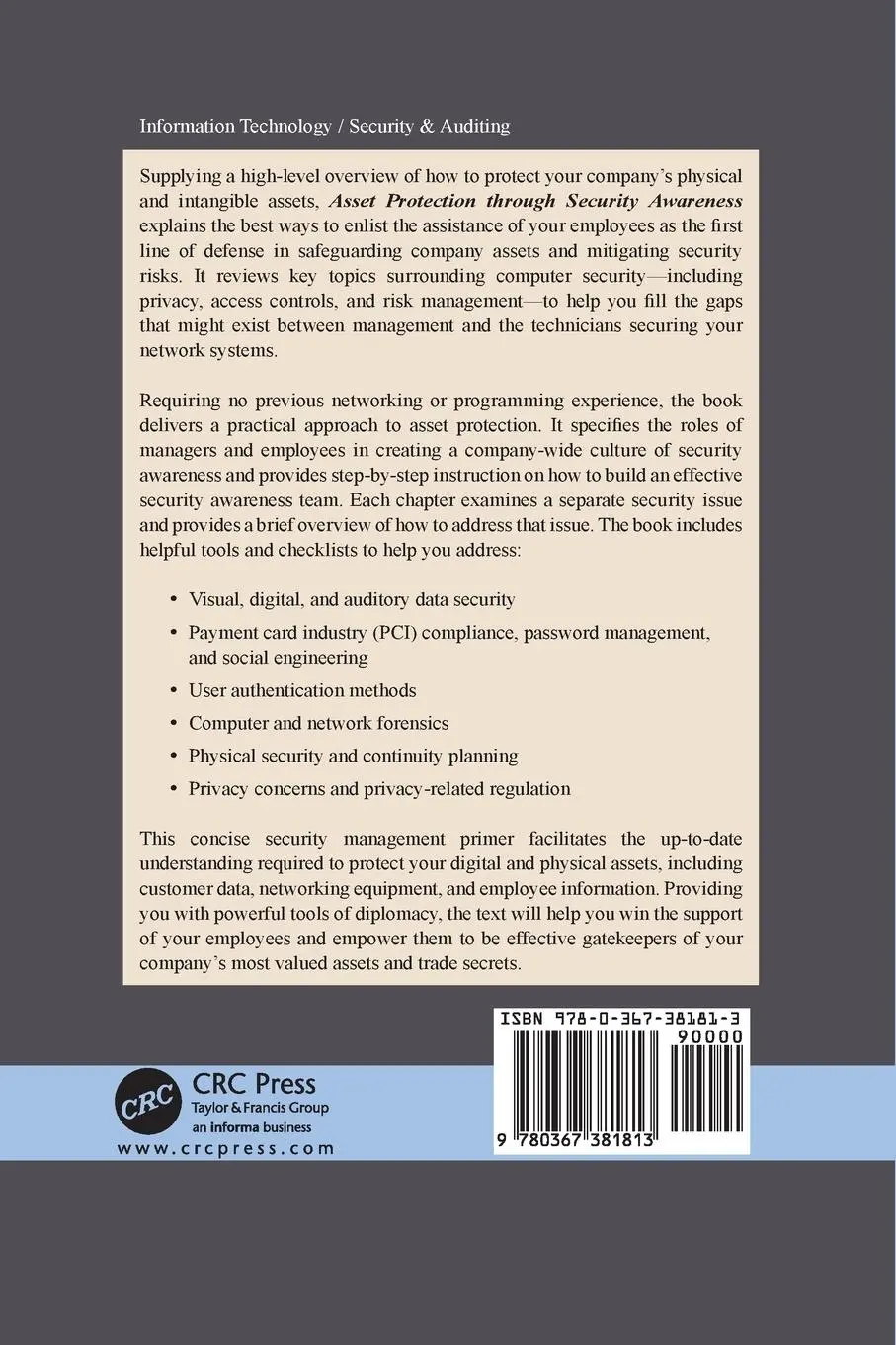 Rückseite: 9780367381813 | Asset Protection through Security Awareness | Tyler Justin Speed